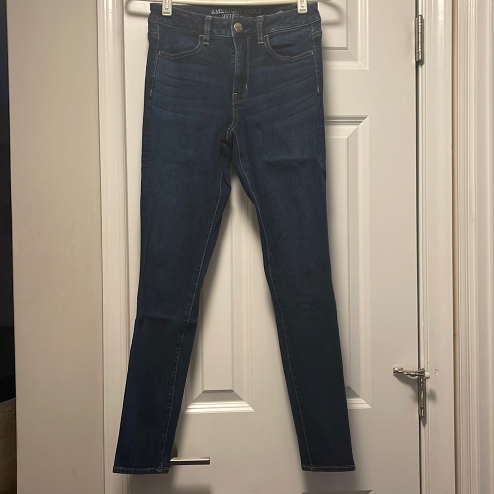 American eagle dark blue jeggings 360 super stretch
